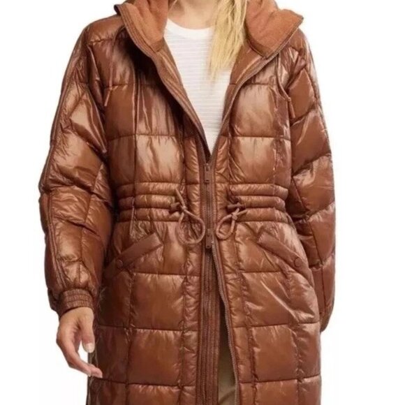 Free People FP Movement Womens Patricia Packable Poncho Puffer Coat Sz XS Brown - Picture 1 of 12